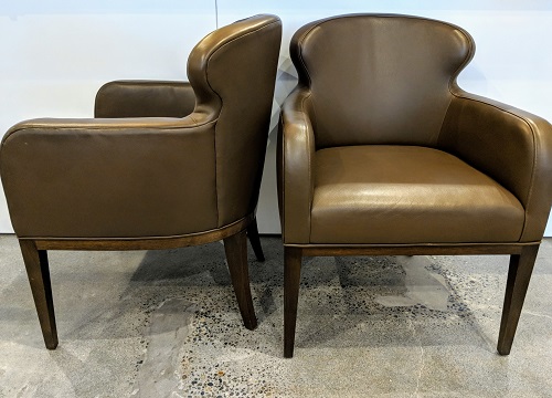 Pair custom leather dining or occasional chairs – Modele's Home Furnishings